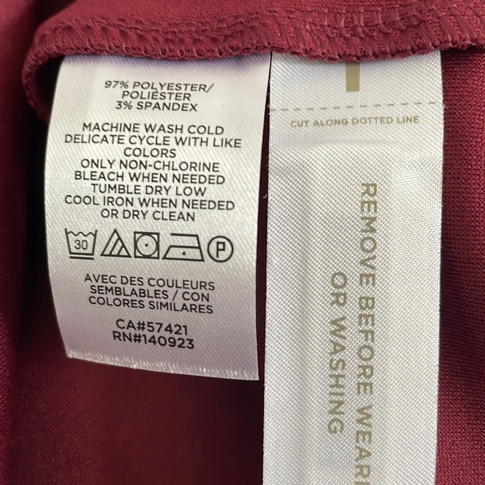 Ann Taylor LOFT Wine Color Elastic Waist Pull On Wide Leg Pants - Picture 5 of 5